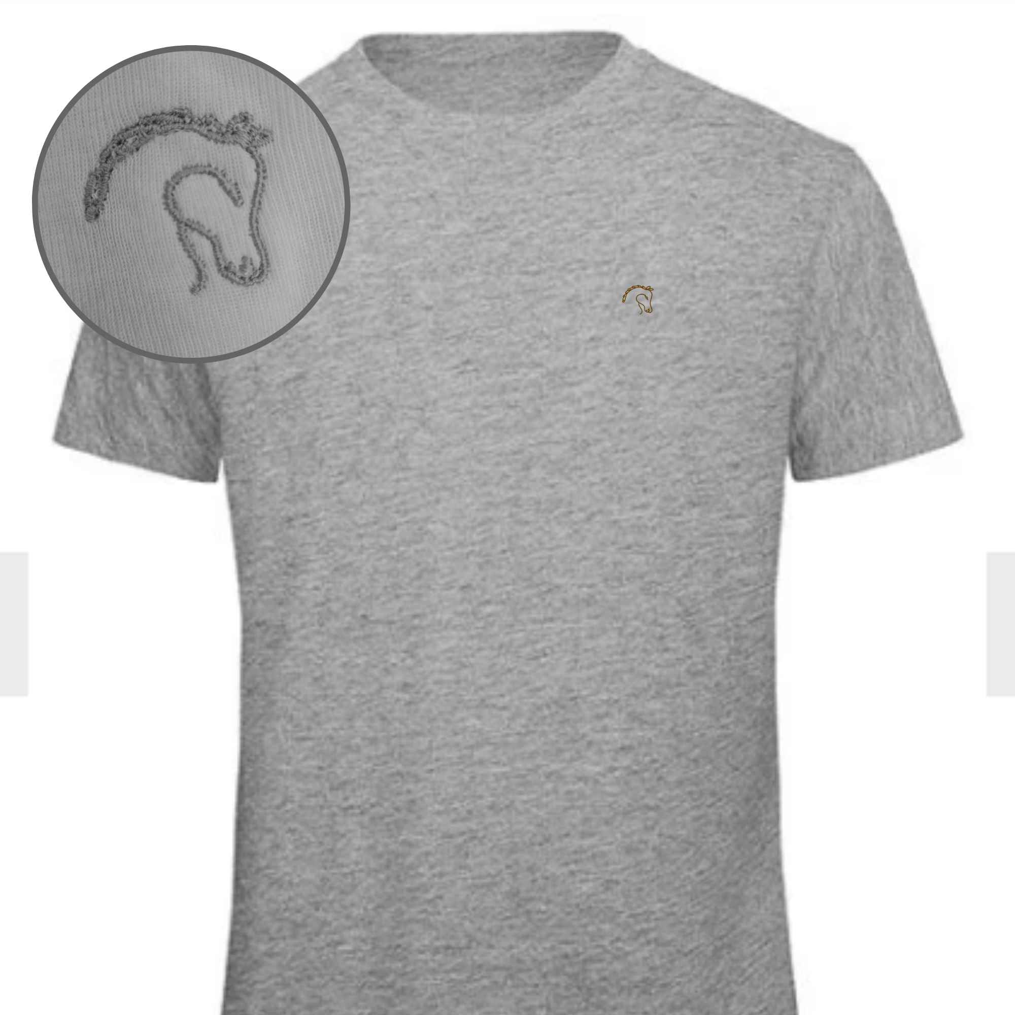 Hochwertiges T-Shirt mit Pferdekopf bestickt